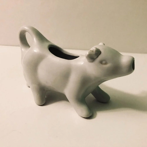Vintage Porcelain White Cow Creamer 5.5 Inch  Long Farm Animal - Picture 15 of 15